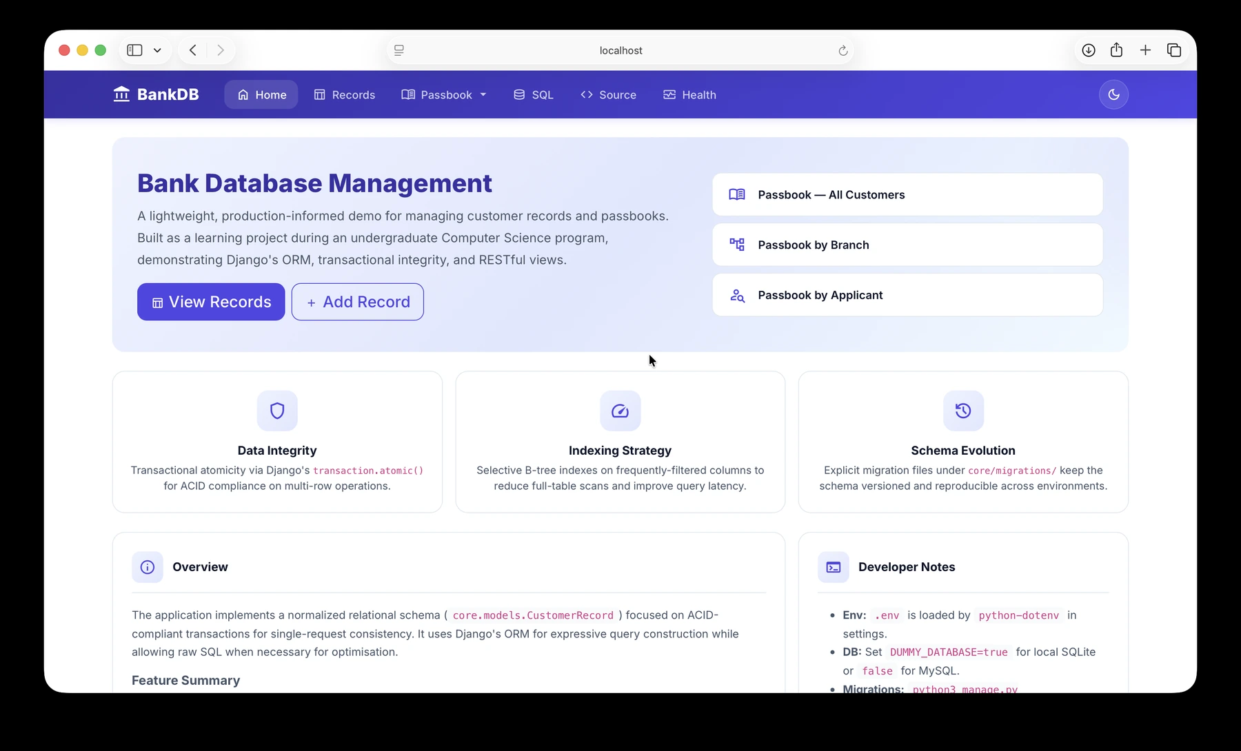 Preview of Bank Database Management System
